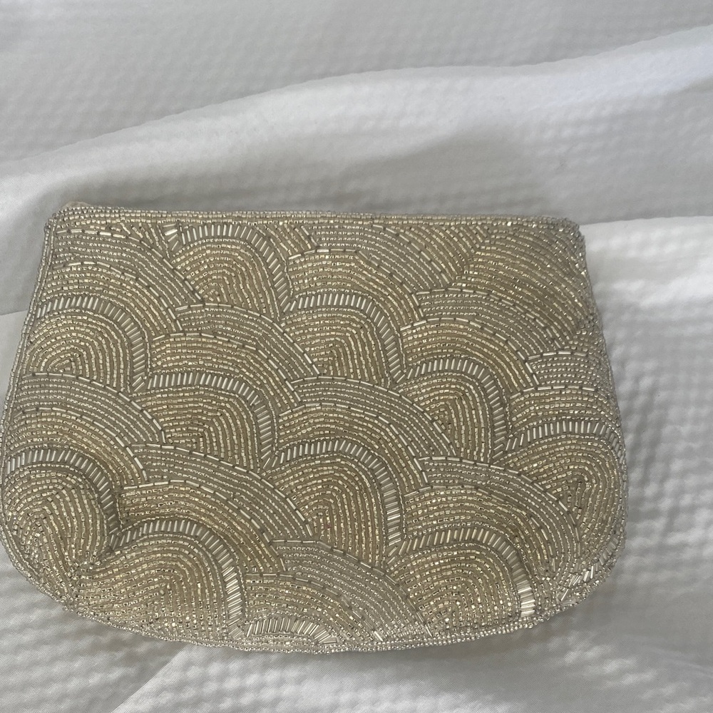 Partners TM Vintage Elegant Gold & Silver Scalloped Beaded Clutch or Crossbody
